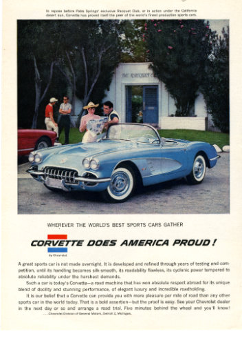 1958 Corvette, Racquet Club Ad