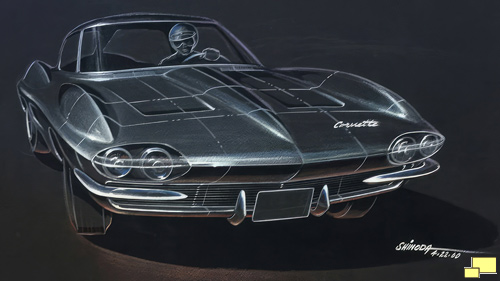 Larry Shinoda C2 Corvette concept drawing