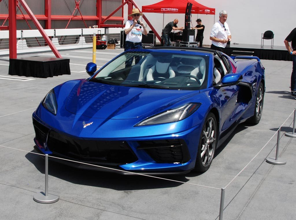 2020 Corvette C8 in Elkhart Lake Blue Metallic as seen at the Petersen Museum